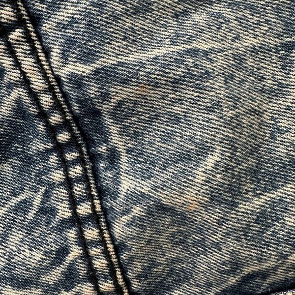 Guess VTG 80s 90s Crinkle Acid Wash Pleated Back Trucker Jean Jacket L - Picture 5 of 11
